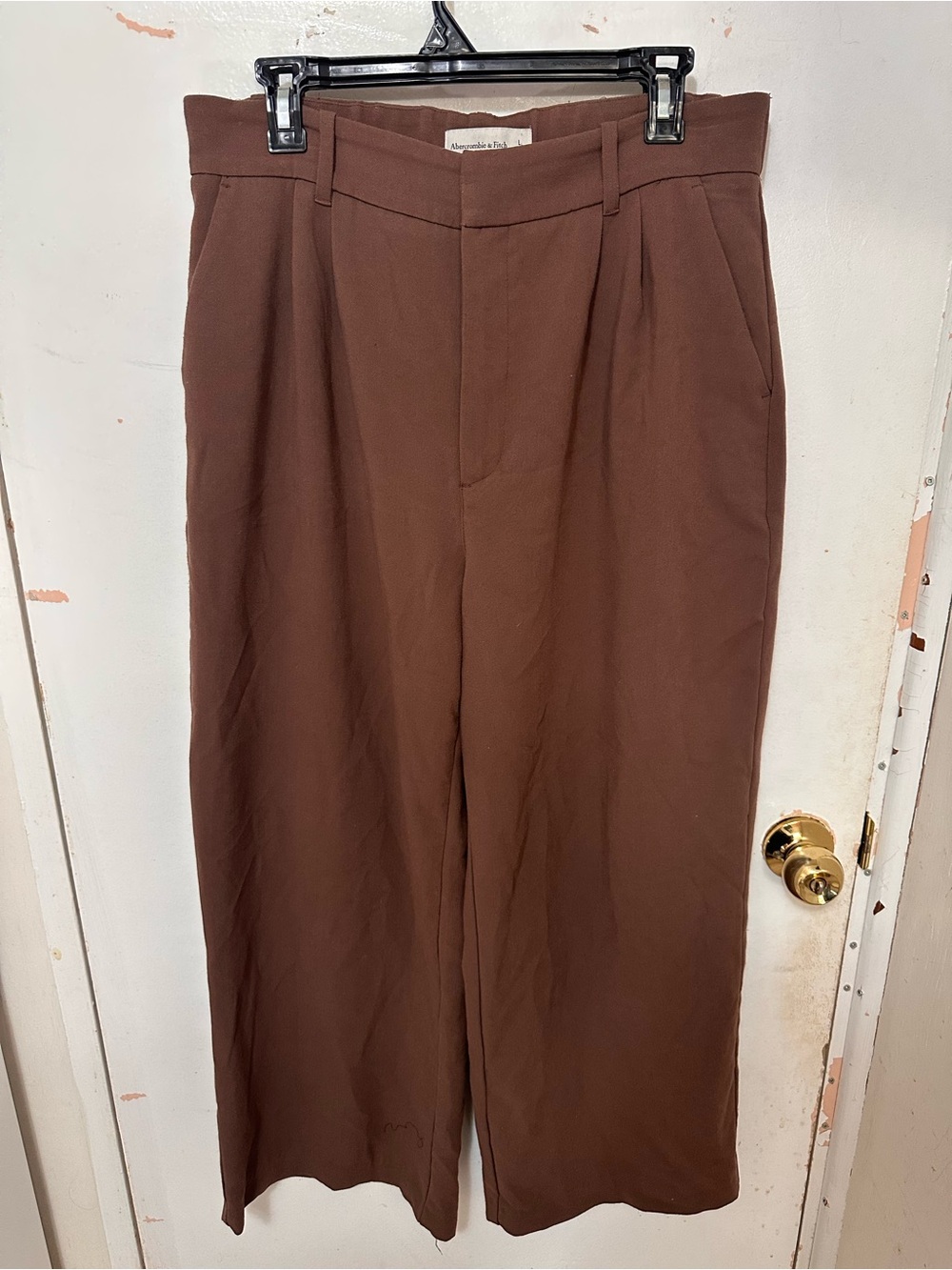 Abercrombie & Fitch A&F Sloane Tailored Wide Leg Pant Pants Brown Large